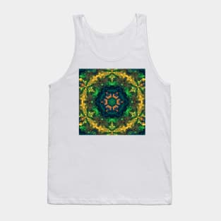 Psychedelic Hippie Flower Green Blue Orange and Yellow Tank Top